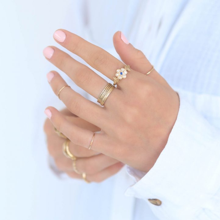 Victoria Cunningham Trunk Show: 14k wildflower and dia petals and sapphire
