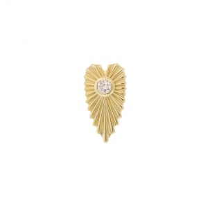 Three Stories Jewelry: SINGLE Ruffled Heart Stud, 14k yg, Diamond