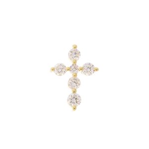 Three Stories Jewelry: SINGLE Prong Set Diamond Cross Stud Earring, 14k yg, Diamond