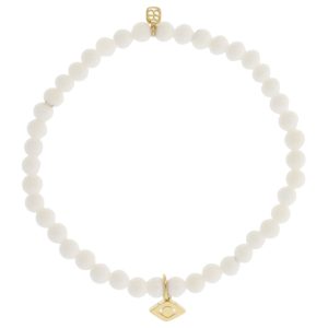 Sydney Evan: Bracelet, Pure Evil Eye Link Charm on White Clam Round