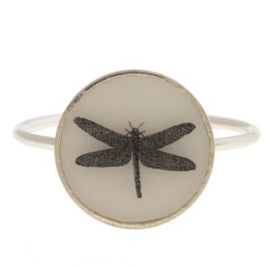 Anzu: Basic Ring-Sterling silver-Round setting: Dragonfly size 6.5, 1/2" in diameter