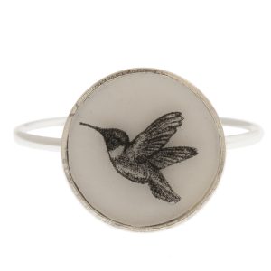 Anzu: Basic Ring-Sterling silver-Round setting: Hummingbird, size 6.5, 1/2" in diameter