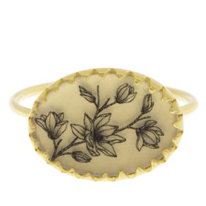 Anzu: Victoria Ring-Gold Vermeil-motif: Magnolia, size 6.5, measures 9/16" x 7/16"