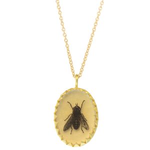 Anzu: Victoria Necklace- Gold Vermeil,  motif : Fly pendant measures 9/16" x 9/16", chain measures 15 1/2" - 16 3/4" in length