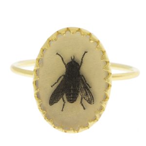 Anzu: Victoria Ring-Gold Vermeil-motif: Fly, size 6.5, measures 9/16" x 7/16"
