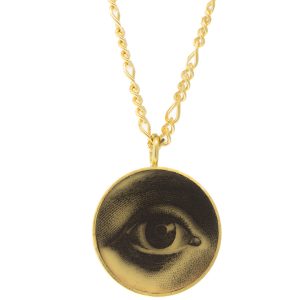 Anzu: Figaro Necklace,  Gold Vermeil- Round setting: Lovers Eye, pendant measures 13/16" x 5/8", chain measures 16.5-18" in length