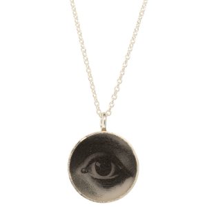 Anzu: Basic Necklace- Sterling Silver, Round Setting: Lovers Eye, pendant measures 5/8" x 1/2", chain measures 15 3/4" - 17"