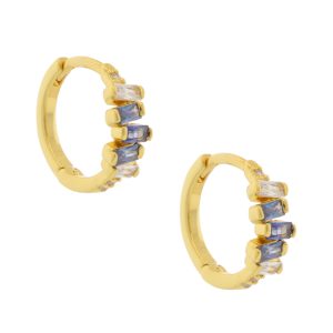 Tai: Earring, Gold Huggie with Ombre Baguette Accents, Sapphire
