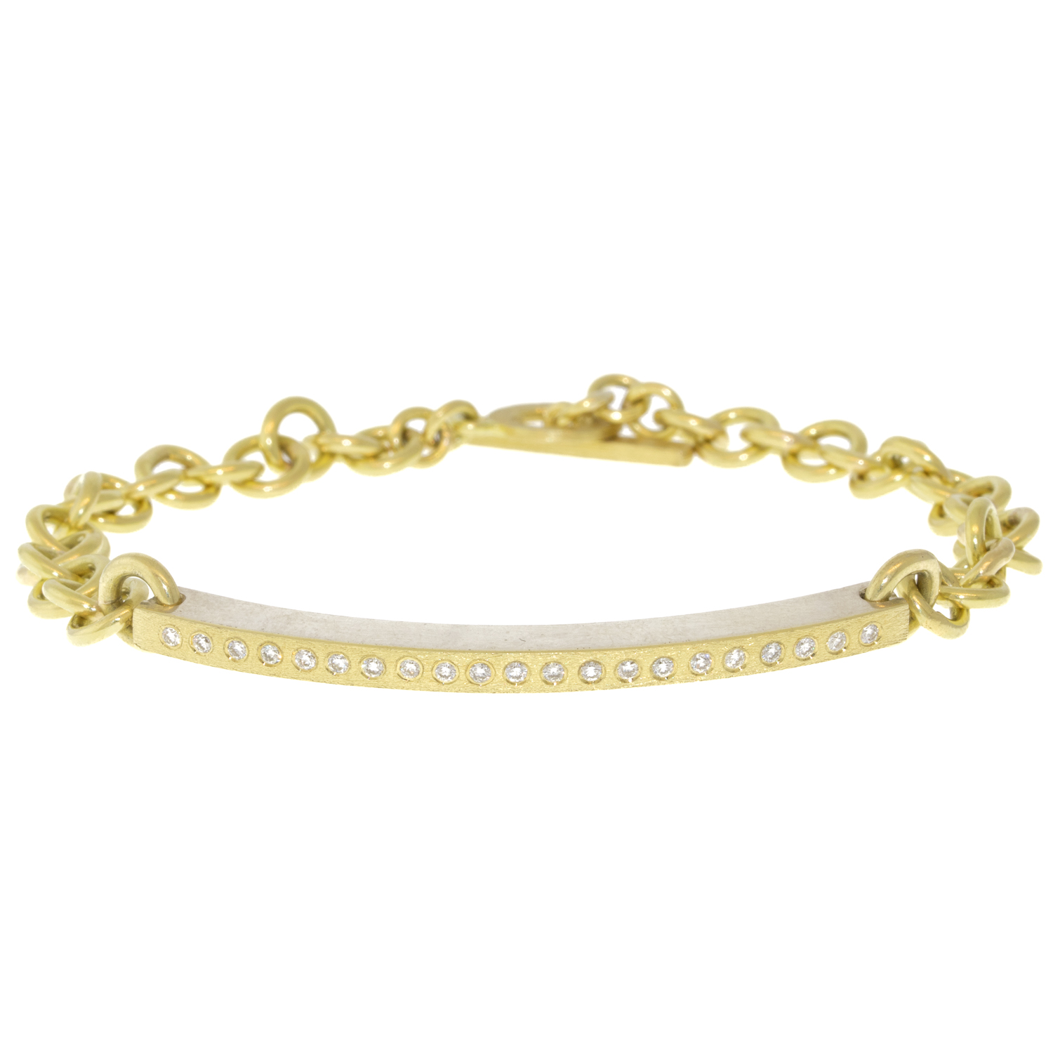 Rene Escobar Trunk Show:Adam ID,2.5MM YG BAR ID & YG CHAIN BRACELET SET WITH 0.25CT IN DIAMONDS/ SIZE MED