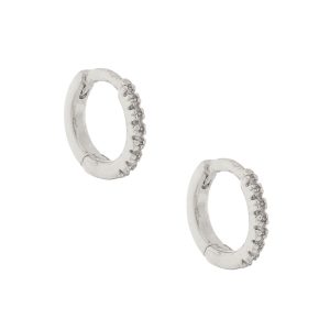 Tai: Silver Mini Huggie w/ CZ all around