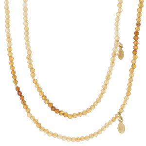 Victoria Cunningham : Necklace, 32", Ombre Imperial topaz, 14k gold dots 3 in 1