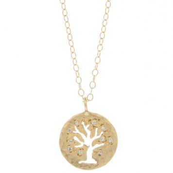 Victoria Cunningham: Necklace, Cut Out Tree of Life, 14K gold, 16 inch chain