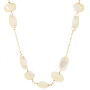 Ten Thousand Things: Necklace, Mini Double Cross Mother of Pearl, 18K Gold.