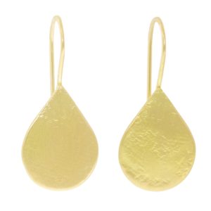 Sarah McGuire: 15mm Parchment Teardrop Ears, Stationary Wire, 18ky, 1" x 7/16" including earwire