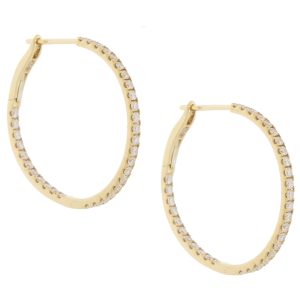 ILA:14k Gold Endless Diamond Midi hoops,0.87ct diamonds,1" Diameter x 1/16"