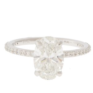 ILA: UNBRIDALED,Ring, Solitaire Pave Engagement Lab Grown  2ct,18kwg oval sz 6.5 F/VS1