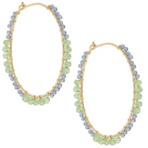 Dana Kellin: 14K Gold-Fill, Fluorite/Denim Crys, 1 7/16 x 1 3/16