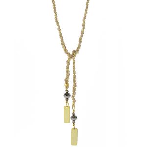 Marie Laure Charmorel: Necklace, Silver 925, silk and crystal, color: Gold Nude