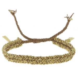 Marie Laure Chamorel: Bracelet, Silver 925, silk and crystal, color: gold beige