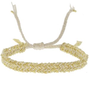 Marie Laure Chamorel: Bracelet, Silver 925, silk and crystal, color: gold white