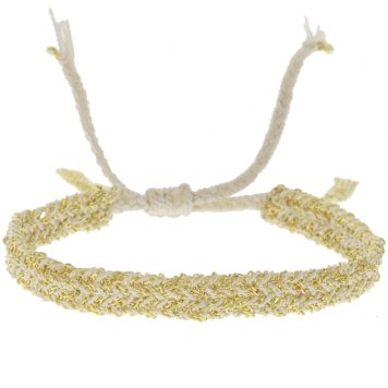 Marie Laure Chamorel: Bracelet, Silver 925, silk and crystal, color: gold white