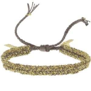 Marie Laure Chamorel: Bracelet, Silver 925, silk and crystal, color: gold grey