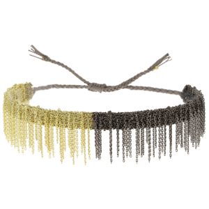 Marie Laure Chamorel: Bracelet,925 Sterling Silver, Silk Yarn, color: Gold Ruthenium