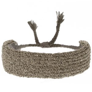 Marie Laure Chamorel: Bracelet, Silver 925, silk and crystal, color: silver grey