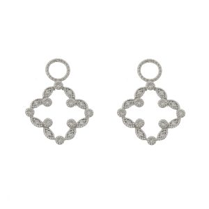Jude Frances: Earring Charms, Open Clover, Pavé Marquis Diamonds .16TCW, 18K WHITE Gold, PAIR.