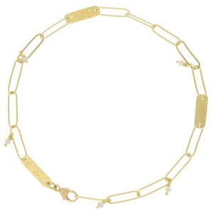 Lene Vibe: Bracelet,18k gold popsicle stick,Flat rectangle bars diamond beads, 7in