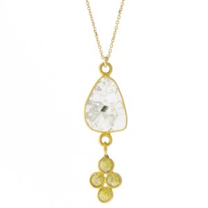 Margaret Solow: Necklace, Diamond Slice + 4 Rosecut Diamonds, 18kt on 14kt Chain