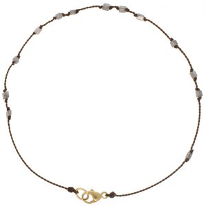Margaret Solow:Diamond and 18k beaded bracelet,Dark cord