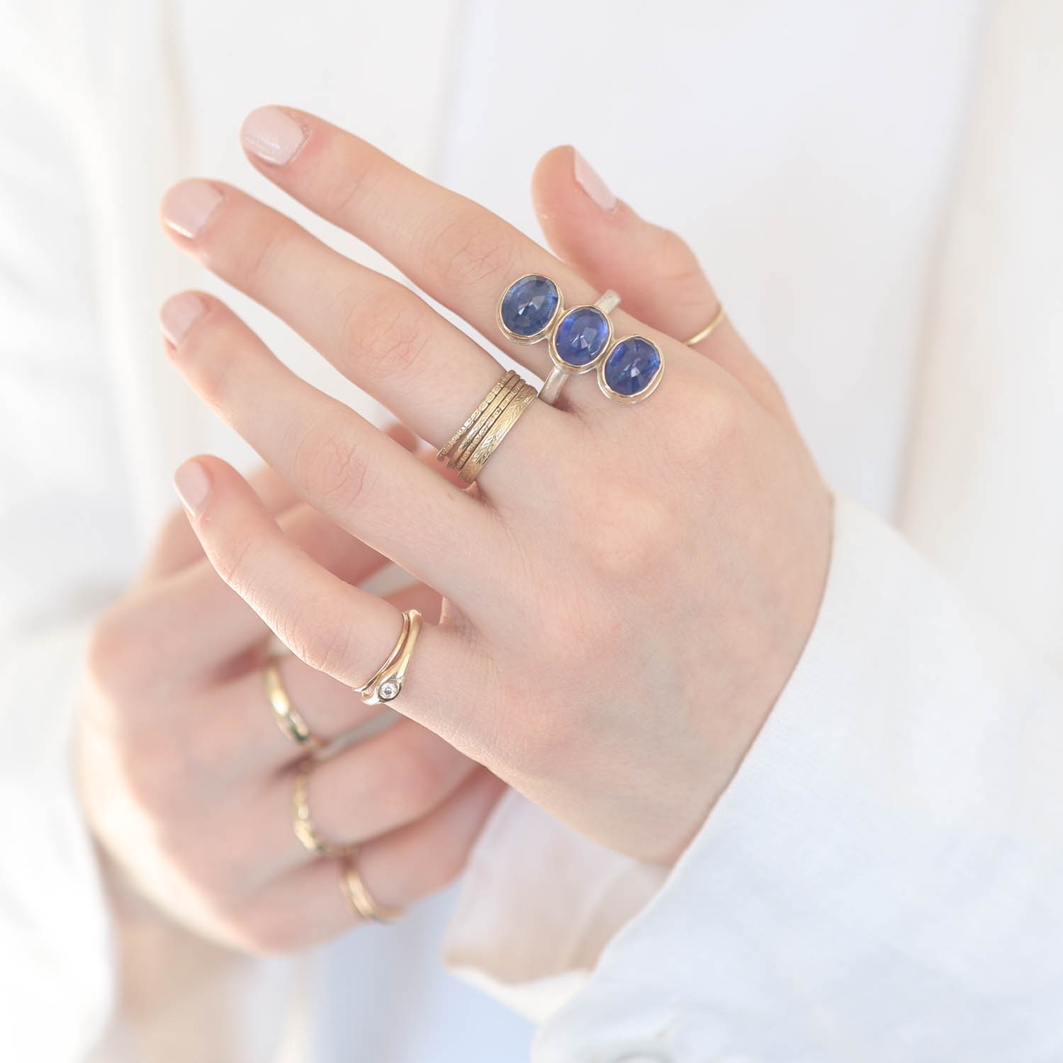 Jamie Joseph Trunk Show 2025: Ring 59, BLUE SAPPHIRE, size 7.5, 1 1/16" x 7/16"