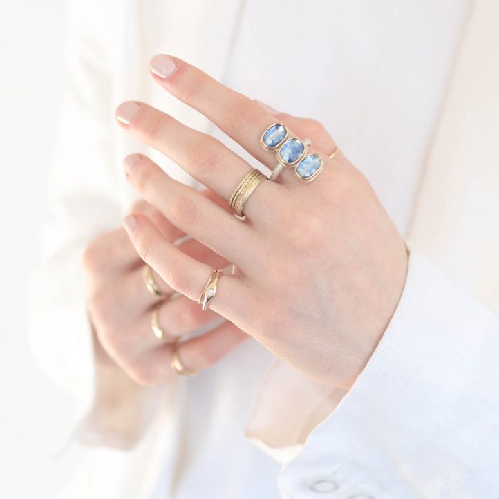 Jamie Joseph Trunk Show 2025: Ring 246, KYANITE, size 8, 1" x 1/2"
