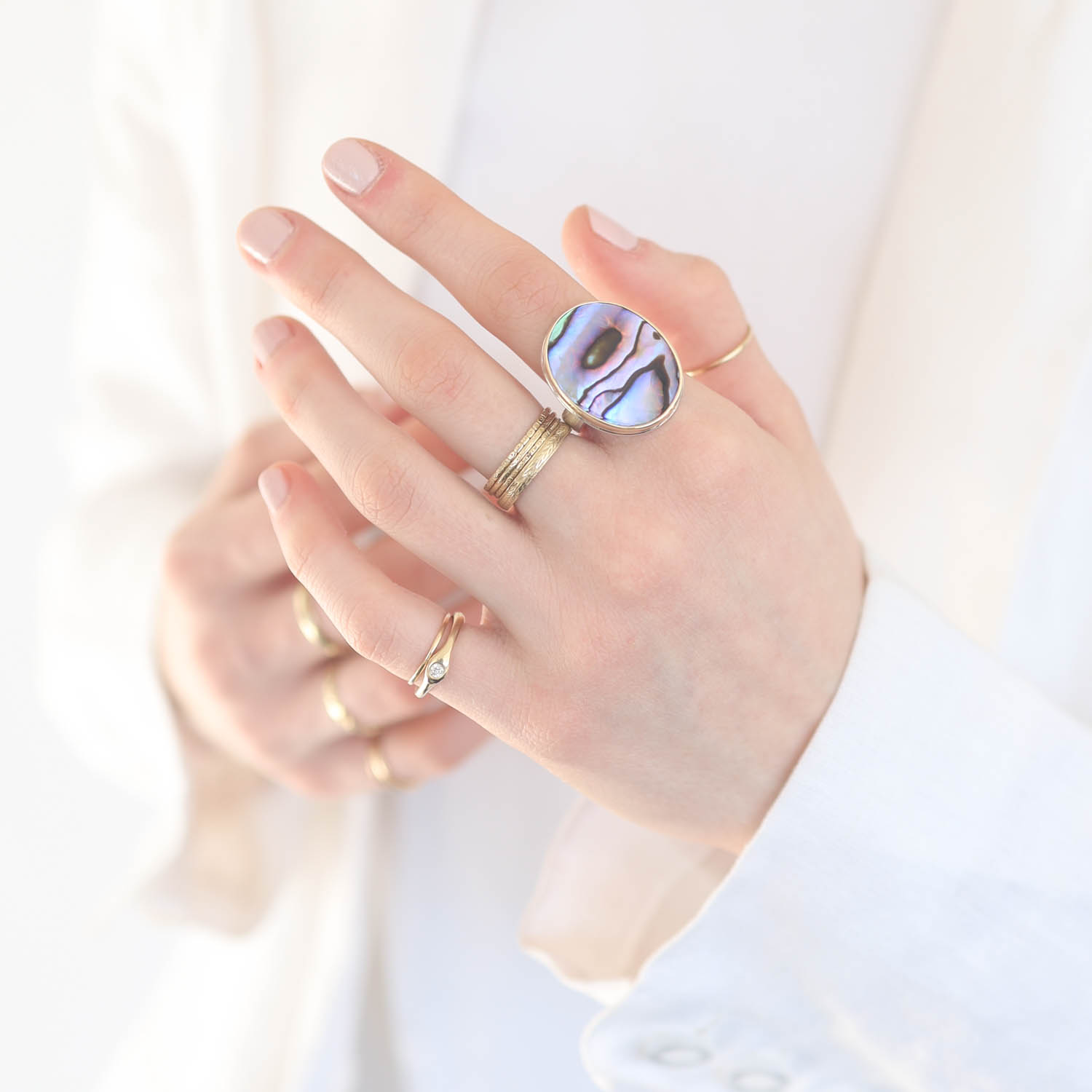 Jamie Joseph Trunk Show 2025: Ring 247, ABALONE, size 7.75, 1" x 3/4"