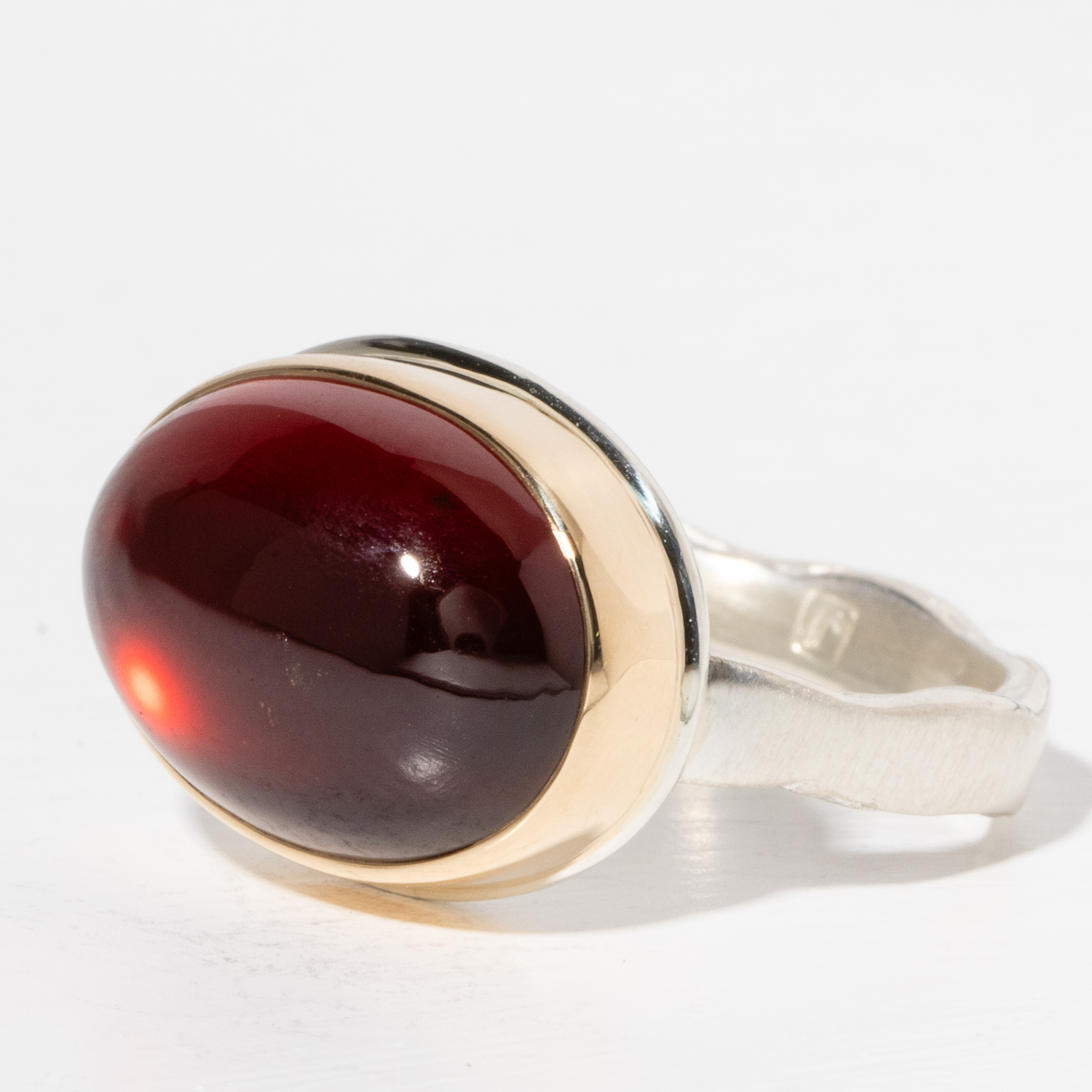 Jamie Joseph Trunk Show 2025: Ring 5, HESSONITE GARNET, size 7.25, measures 11/16" x 1/2"