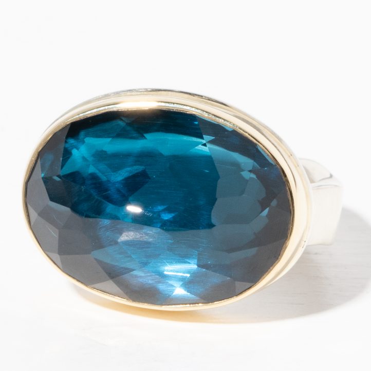 Jamie Joseph Trunk Show 2025: Ring 91, LONDON BLUE TOPAZ,  size 7.75 13/16" x 5/8"