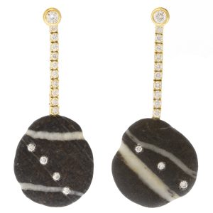 CVC Stones : Earrings, One of a kind, 18K Yellow gold, Diamonds, Ronda