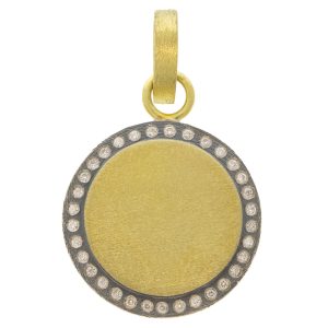 Rene Escobar:Pendant,LUNA,,SS 18K YG , Circle,SMALL,0.15ct diamonds,YG BAIL