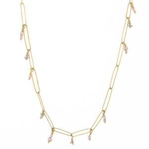 Erin Cuff: 18K Gold Pearl and Grey Diamond Abacus Chain Necklace, 20"