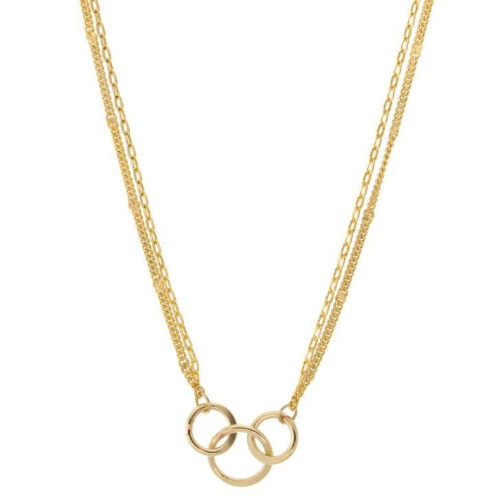 LuLu: Calico Trio Necklace, 15 1/2" - 17 1/2" , 7/8" x 3/8" (cluster of rings)
