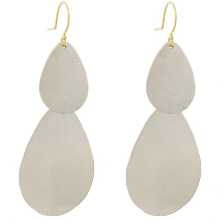 Sarah McGuire: Earrings, Silver Parchment Teardrop Waterfall, SS & 18k