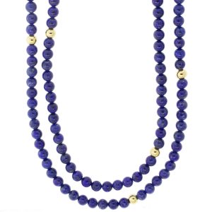 Catherine Canino: Necklace, Long Layering Semi-precious Stones, Lapis Lazuli
