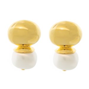 Catherine Canino: Earrings, Medium Pebble Orb, White