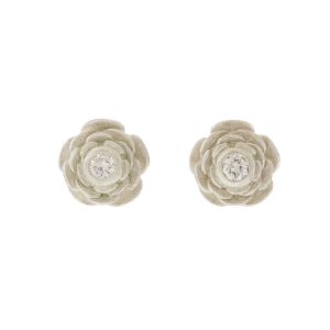 Hannah Blount: Rose Garden Studs - Large / Bright Sterling Silver / Diamonds