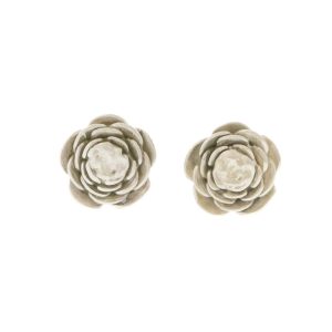 Hannah Blount: Rose Garden Studs - Large / Bright Sterling Silver / No Diamonds 1/4 diam