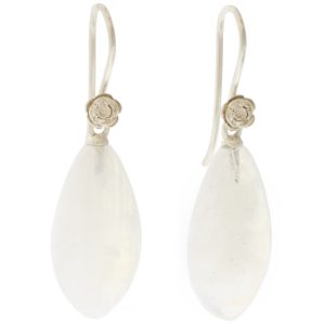 Hannah Blount: Lunar Glow Moonstone Garden Earrings - Bright Sterling Silver 1 7/16 x 3/8