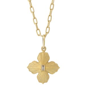 Erica Molinari Trunk Show: 18K medium Hand engraved Star shape diamond baguette charm -.12cts, 1 1/16" x 11/16" including bail