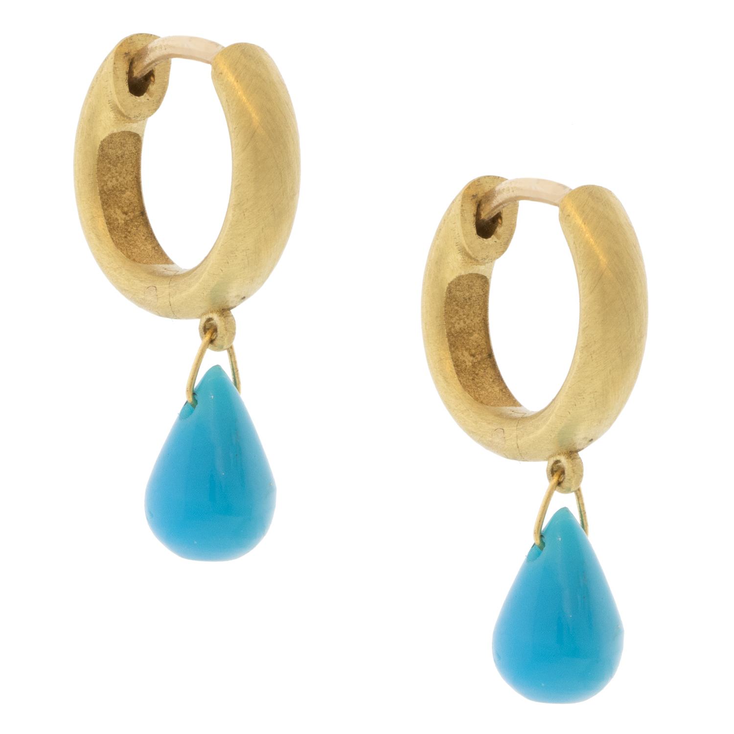 Erica Molinari Trunk Show: 18K / slim small brushed huggie with sleeping beauty drop