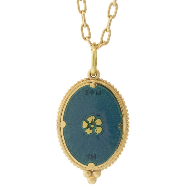 Erica Molinari Trunk Show: 18k Hand Engraved HAND PAINTED dragonfly set with a triple granule diamond -.045cts